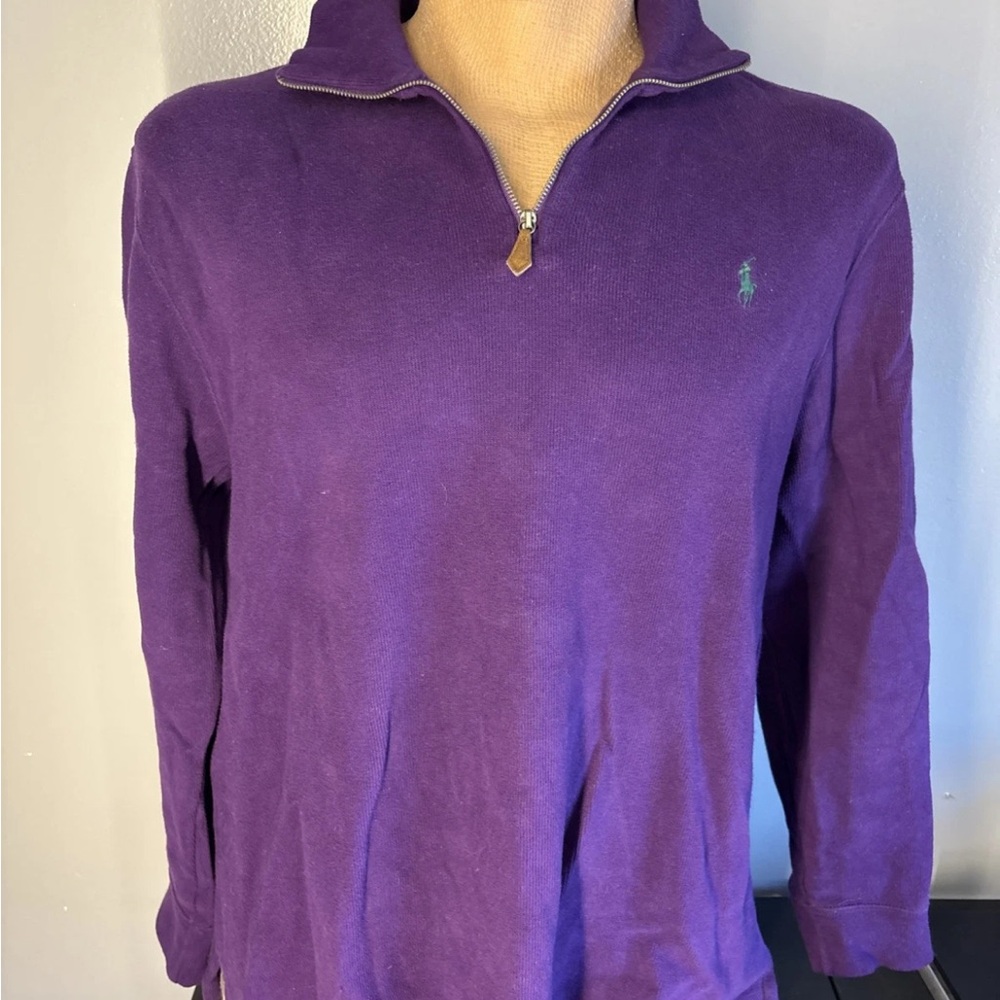 Polo Ralph Lauren Long Sleeve Quarter Zip Pullover Purple, XL, 100% Cotton